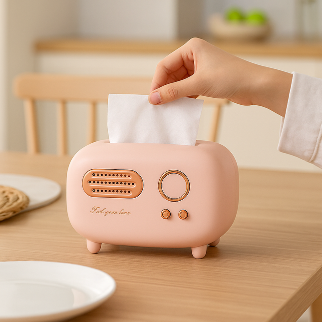 Vintage Radio Tissue Box (Pink)