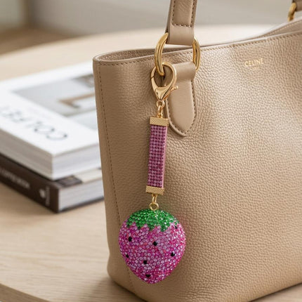 Rhinestone Fruit Keychain (Pink)