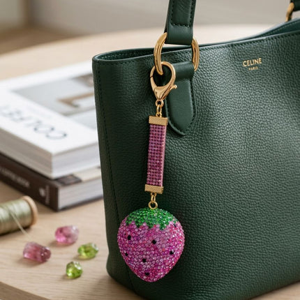 Rhinestone Fruit Keychain (Pink)