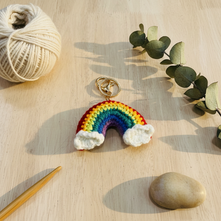 Rainbow Crochet Keychain