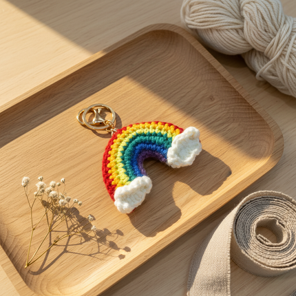 Rainbow Crochet Keychain