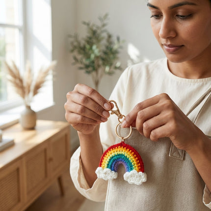Rainbow Crochet Keychain