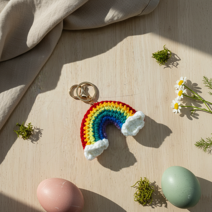 Rainbow Crochet Keychain