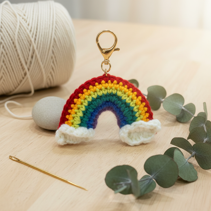 Rainbow Crochet Keychain