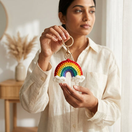Rainbow Crochet Keychain