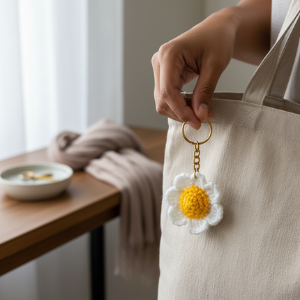 Daisy Flower Crochet Keychain (Small)