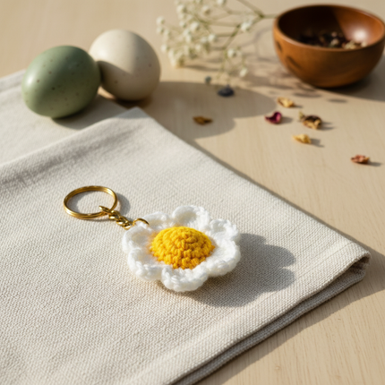 Daisy Flower Crochet Keychain (Small)