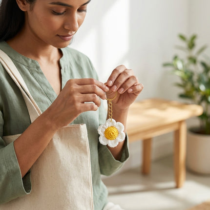 Daisy Flower Crochet Keychain (Small)