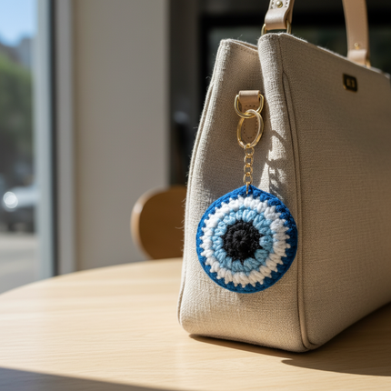 Evil Eye Crochet Keychain