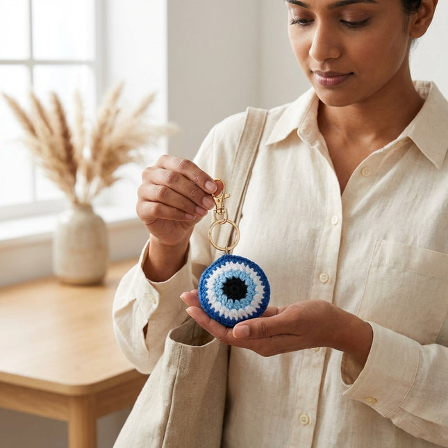 Evil Eye Crochet Keychain
