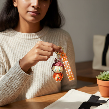 Labubu Figure Keychain (Orange)