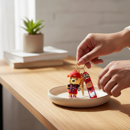 Goal Getter Bear Keychain (Red)