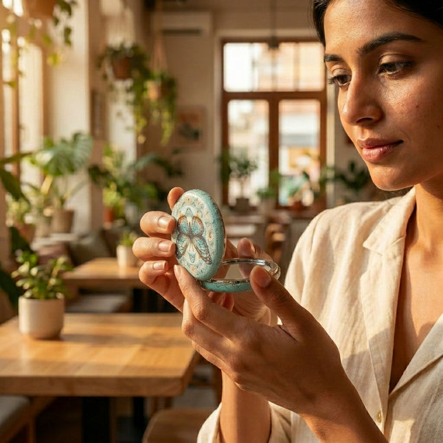 Butterfly Pocket Mirror Keychain