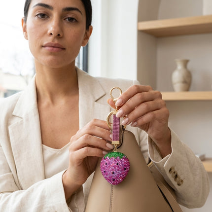 Rhinestone Fruit Keychain (Pink)