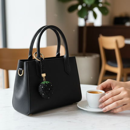 Rhinestone Fruit Keychain (Black)