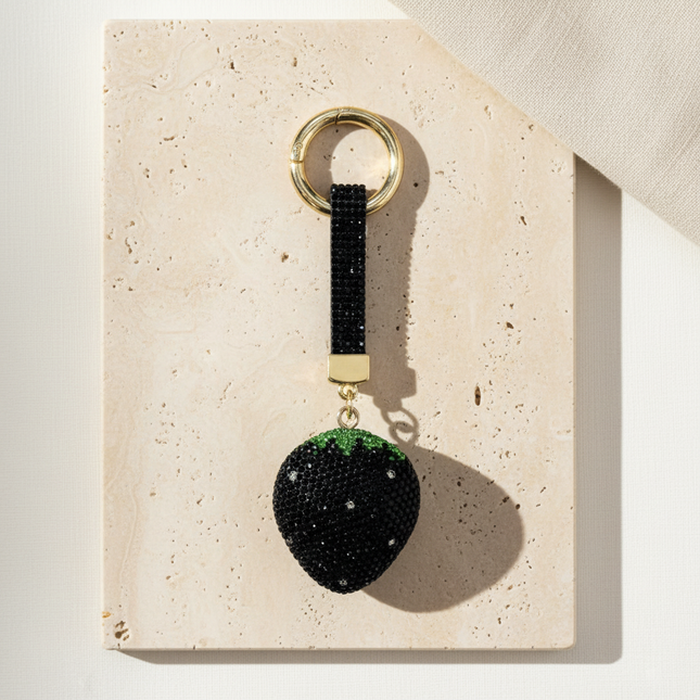 Rhinestone Fruit Keychain (Black)