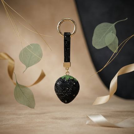 Rhinestone Fruit Keychain (Black)