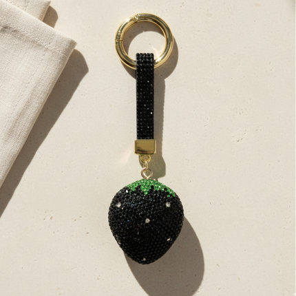 Rhinestone Fruit Keychain (Black)