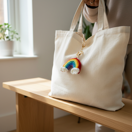 Rainbow Crochet Keychain