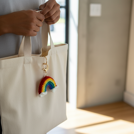 Rainbow Crochet Keychain