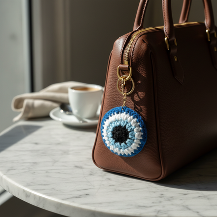 Evil Eye Crochet Keychain