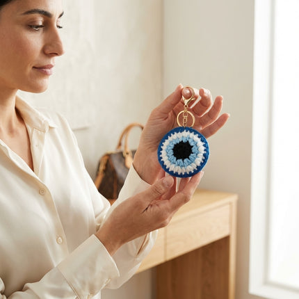 Evil Eye Crochet Keychain