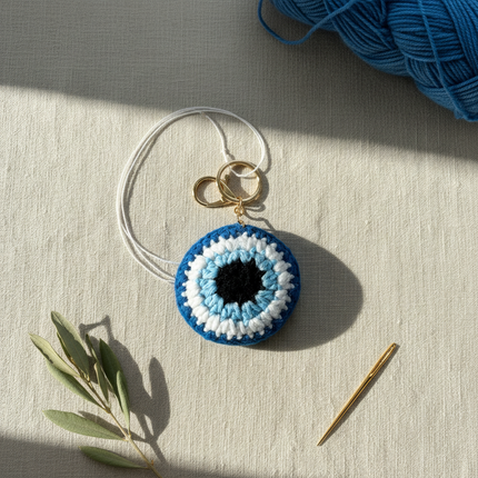 Evil Eye Crochet Keychain