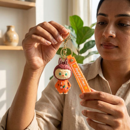 Labubu Figure Keychain (Orange)