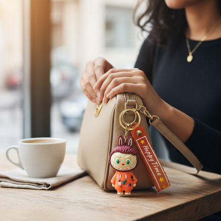 Labubu Figure Keychain (Orange)