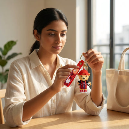 Goal Getter Bear Keychain (Red)