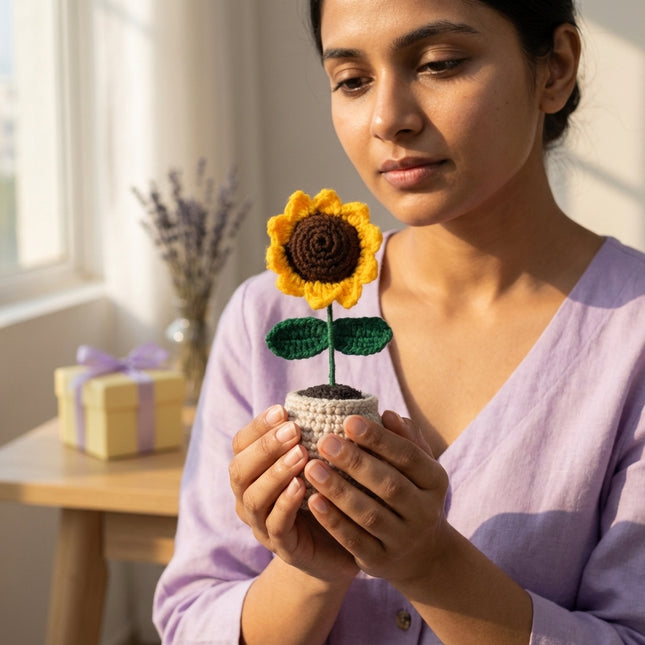 Handmade Crochet Sunflower Plant