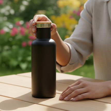 EcoVault700 Stainless Steel Flask with Bamboo Lid
