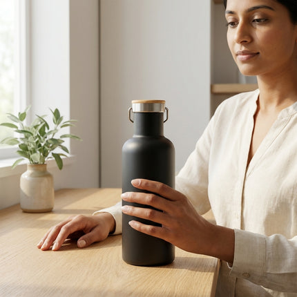 EcoVault700 Stainless Steel Flask with Bamboo Lid