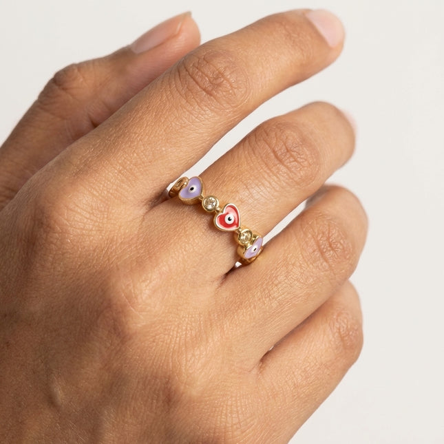 Heart Evil Eye Ring