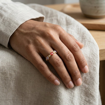 Heart Evil Eye Ring