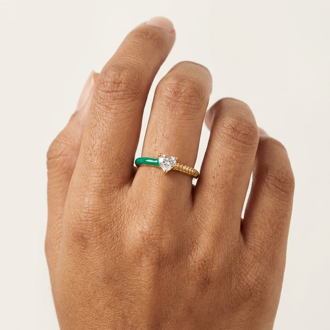 Heart Stone Ring - Green
