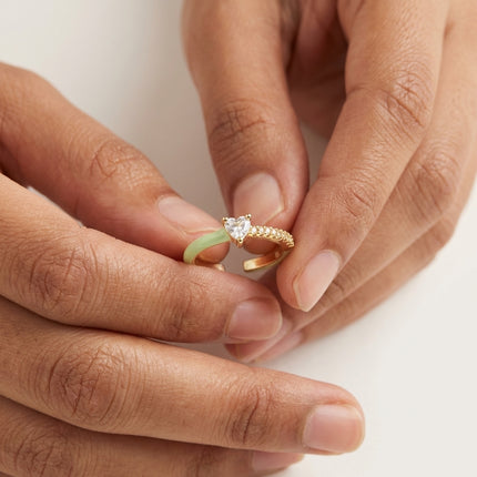Heart Stone Ring - Mint Green