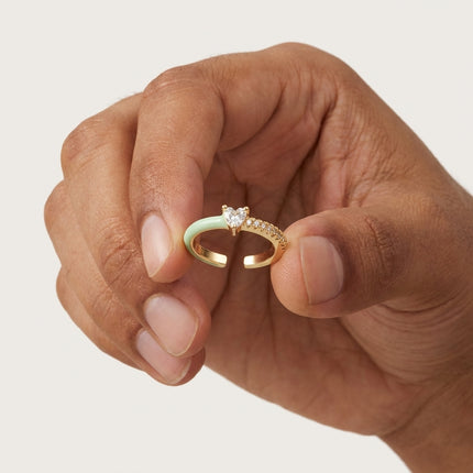 Heart Stone Ring - Mint Green