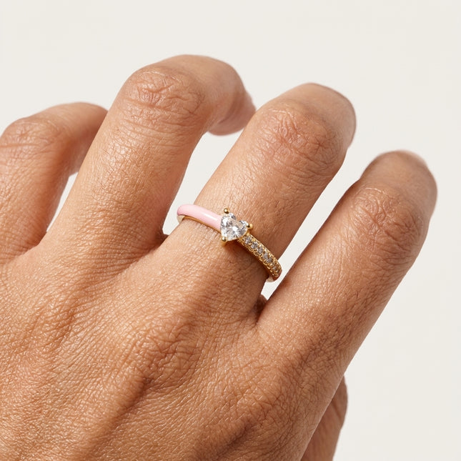 Heart Stone Ring - Pink