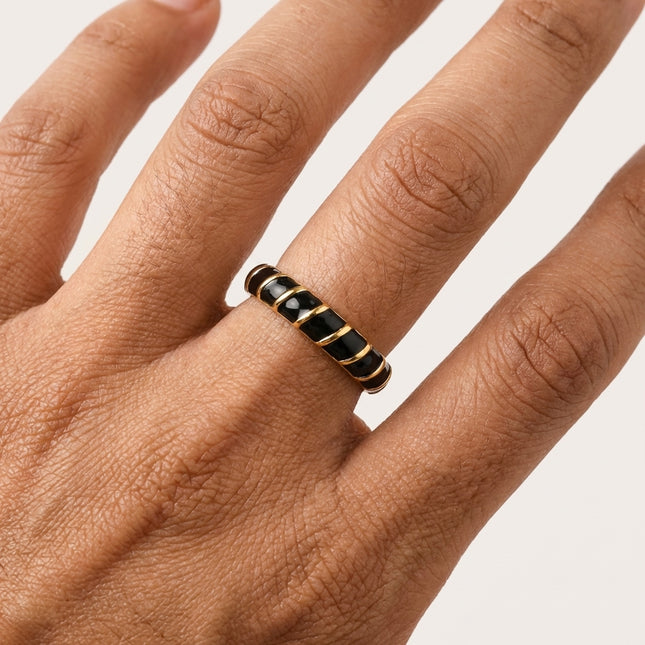 Black Enamel Band Ring