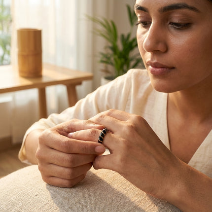Black Enamel Band Ring