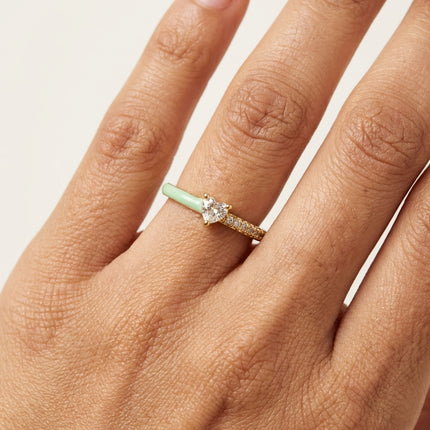 Heart Stone Ring - Mint Green