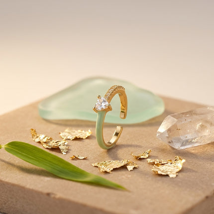 Heart Stone Ring - Mint Green