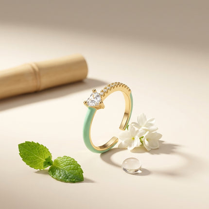 Heart Stone Ring - Mint Green
