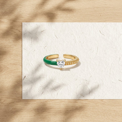 Heart Stone Ring - Green