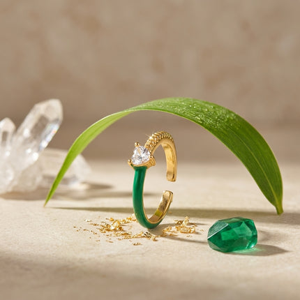 Heart Stone Ring - Green