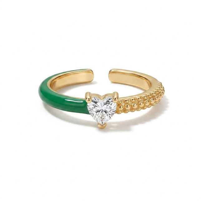 Heart Stone Ring - Green