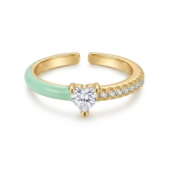 Heart Stone Ring - Mint Green