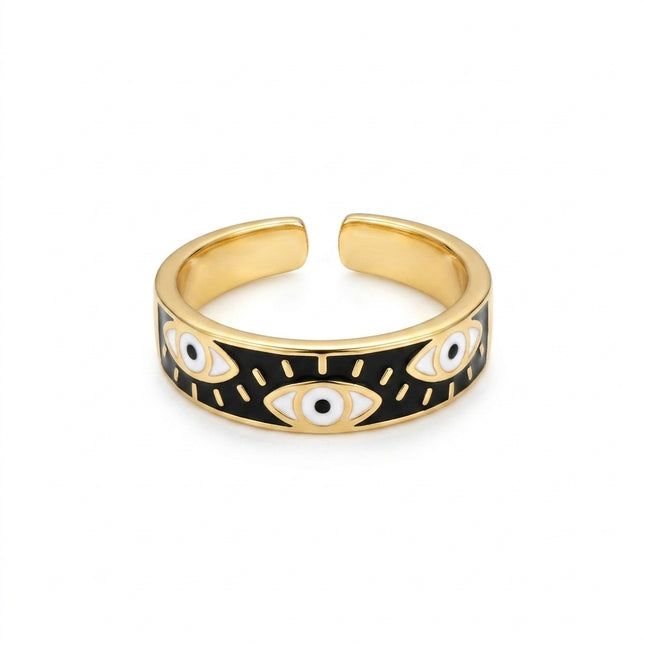 Evil Eye Band Ring - Black