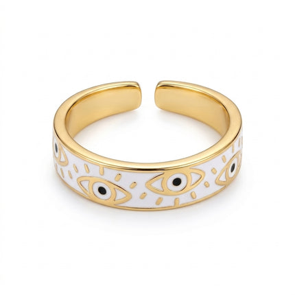 Evil Eye Band Ring - White